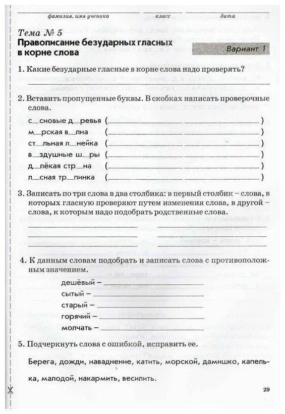 Надежда Голубь: Русский язык. 3 класс. Зачетная тетрадь. Тематический контроль знаний учащихся. ФГОС