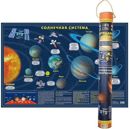 Карта Солнечной системы светящаяся в темноте (в подарочном тубусе)
