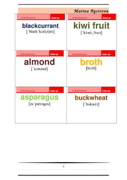 М. Быстрова: Flashcards. Карточки + примеры употребления. Еда, продукты. Часть 1