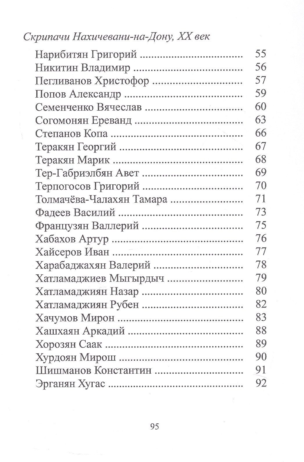 Александр Лотошников: Скрипачи Нахичевани-на-Дону, XX век. Каталог