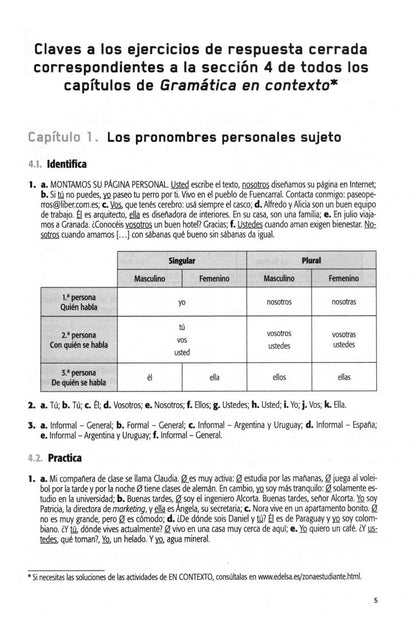 Lorena Menon: Gramática en contexto. Libro de claves