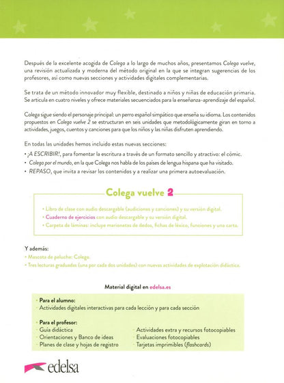 Maria Hortelano: Colega vuelve 2. A1. Pack alumno. Libro, Ejercicios, Carpeta de laminas