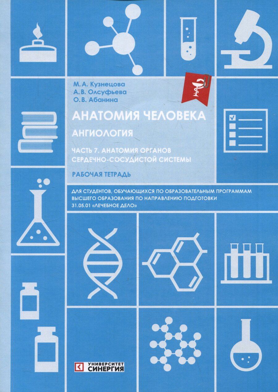 Обложка книги "Абанина, Кузнецова, Олсуфьева: Анатомия человека: Ангиология: Часть 7. Анатомия органов сердечно-сосудистой системы. Рабочая тетрадь"