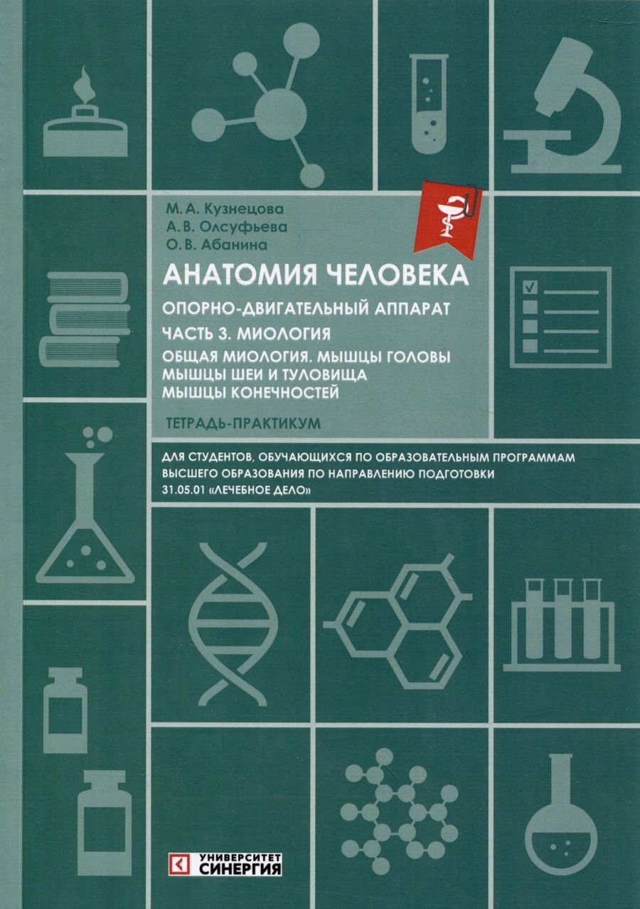Обложка книги "Абанина, Олсуфьева, Кузнецова: Анатомия человека: Опорно-двигательный аппарат. Часть 3. Миология. Тетрадь-практикум "
