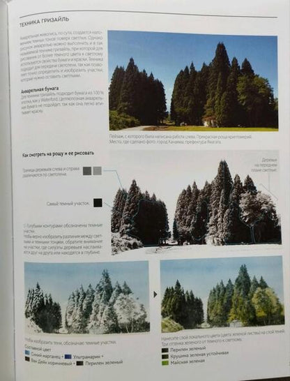 Фотография книги "Абэ: Пейзажи японской акварелью. Рисуем небо, облака, горы, деревья, туман, воду и скалы"