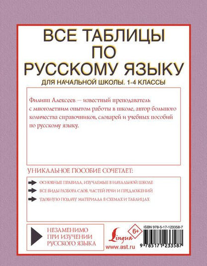 Фотография книги "Алексеев ФилиппВсе таблицы по русскому языку для начальной школы. 1-4 классы"