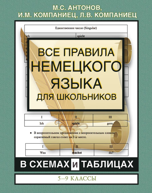 Обложка книги "Антонов: Все правила немецкого языка для школьников в схемах и таблицах. 5-9 классы"