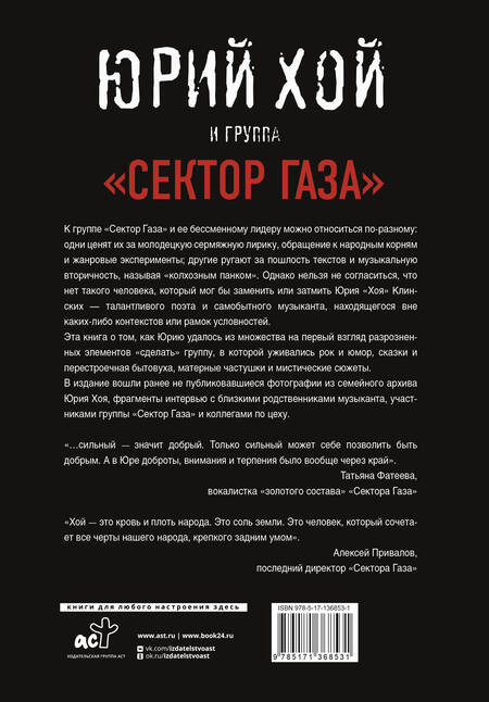 Фотография книги "Денис Ступников: Юрий Хой и группа "Сектор Газа""