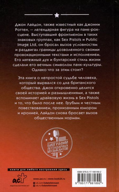 Фотография книги "Джон Лайдон: Sex Pistols. Гнев — это энергия: моя жизнь без купюр"