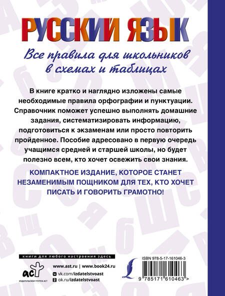 Фотография книги "Филипп Алексеев: Русский язык. Все правила для школьников в схемах и таблицах"