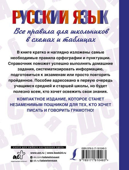 Фотография книги "Филипп Алексеев: Русский язык. Все правила для школьников в схемах и таблицах"