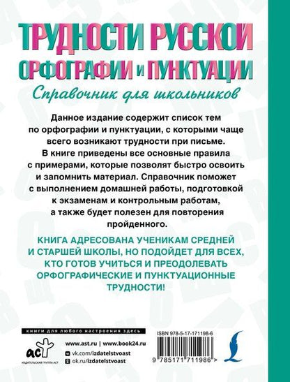 Фотография книги "Филипп Сергеевич: Трудности русской орфографии и пунктуации. Справочник для школьников"