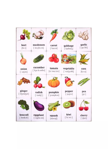 Фотография книги "Учим английские слова. Развивающие карточки "Fruits and Vegetables / Фрукты и овощи""