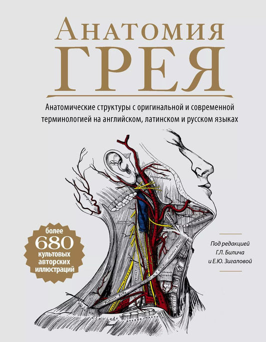 Обложка книги "Габриэль Билич: Анатомия Грея. Анатомические структуры с оригинальной и современной терминологией на английском, латинском и русском языках"