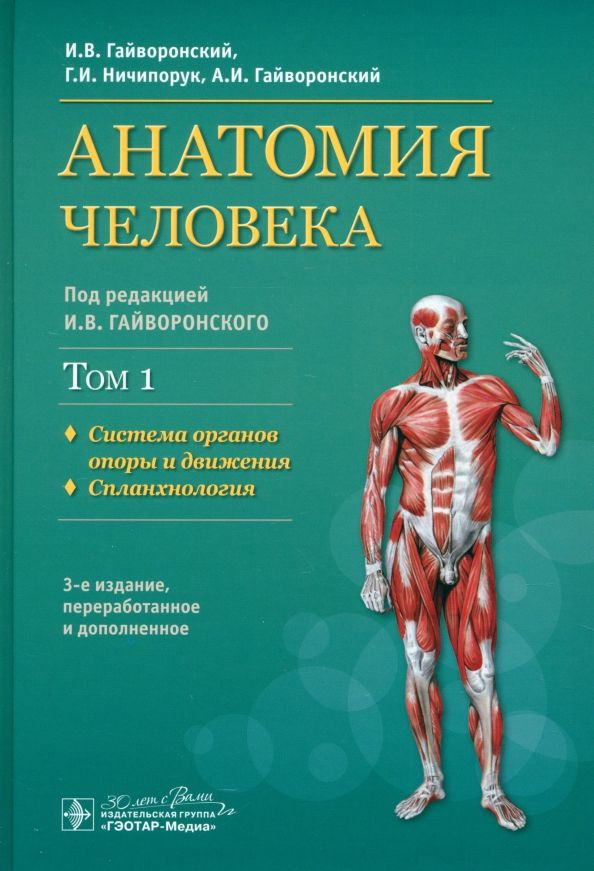 Обложка книги "Гайворонский, Гайворонский, Ничипорук: Анатомия человека. Учебник в 2-х томах. Том 1. Система органов опоры и движения. Спланхнология"