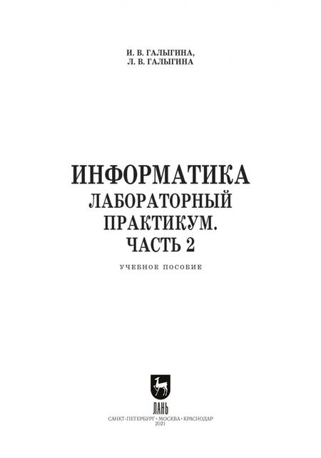 Фотография книги "Галыгина, Галыгина: Информатика. Лабораторный практикум. Часть 2. Учебное пособие для вузов"