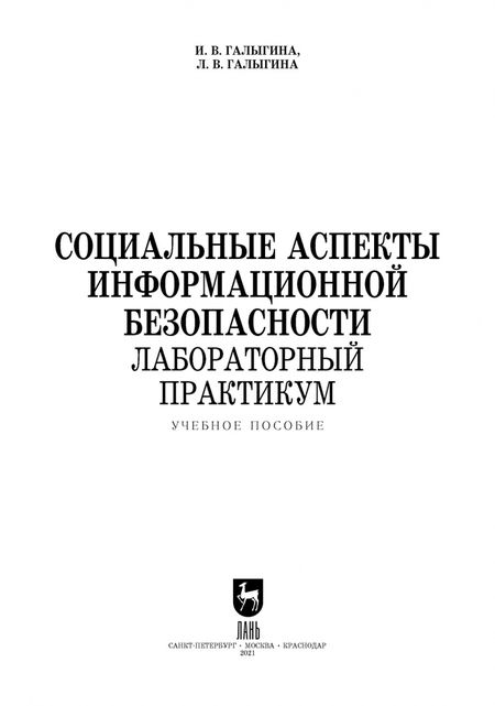 Фотография книги "Галыгина, Галыгина: Социальные аспекты информационной безопасности. Лабораторный практикум. Учебное пособие для вузов"