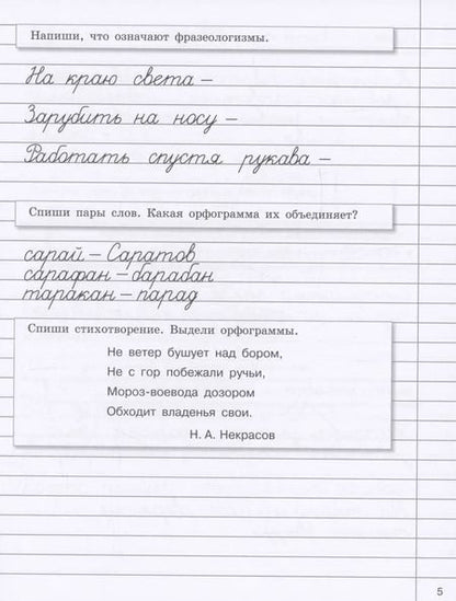 Фотография книги "Галина Сычёва: Прописи на каникулы с заданиями по орфографии.4 класс"