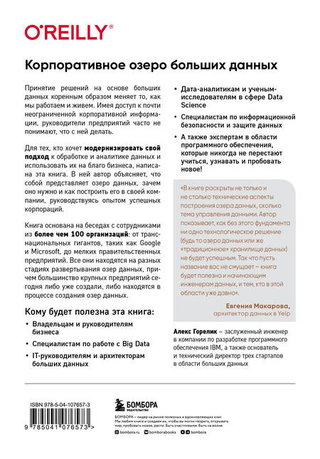 Фотография книги "Горелик: Корпоративное озеро больших данных. Новый подход к использованию Big Data и Data Science в бизнесе"