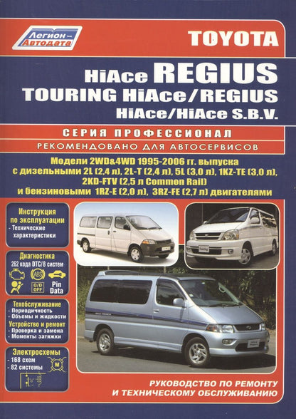 Обложка книги "Toyota HiAce / Regius / HiAce SBV. Модели 2WD&4WD 1995-2006 гг. выпуска с дизельными 2L (2,4 л.), 2L-T (2,4 л.)… Руководство по ремонту и техническому обслуживанию автомобилей."