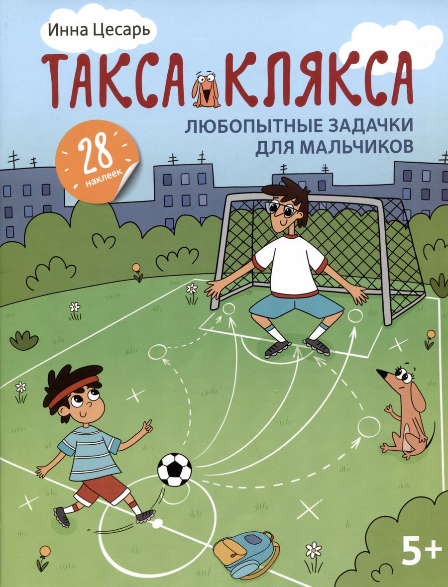 Обложка книги "Инна Цесарь: Любопытные задачки для мальчиков. 28 наклеек. 5+"
