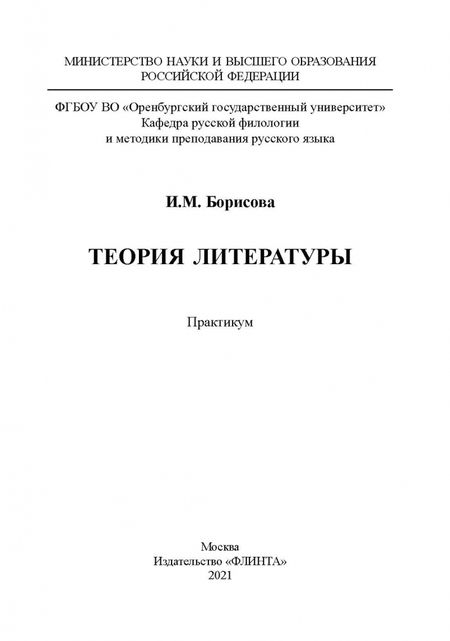 Фотография книги "Ирина Борисова: Теория литературы. Практикум"