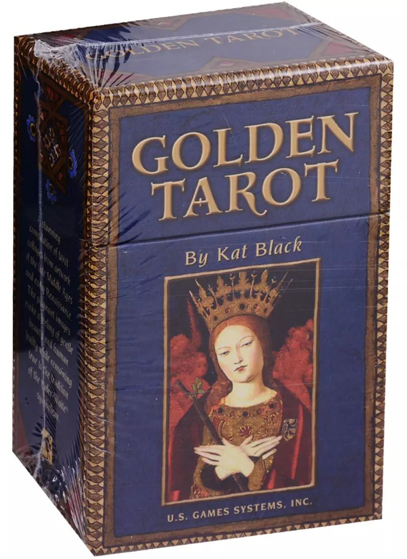 Обложка книги "Kathy Black: Golden Tarot = Золотое Таро (карты + инструкция на английском и русском языках)"