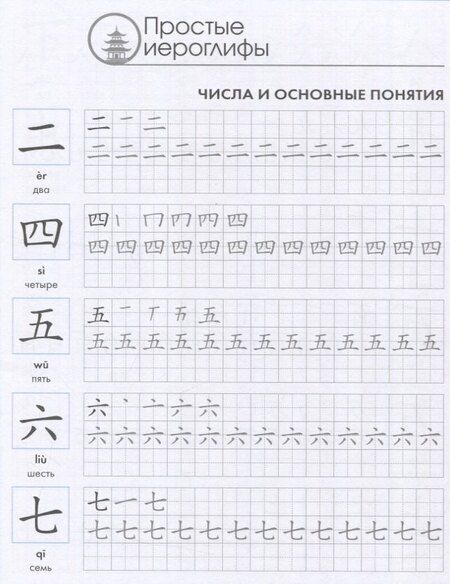 Фотография книги "Китайские иероглифы. Прописи для начинающих (журавли)"