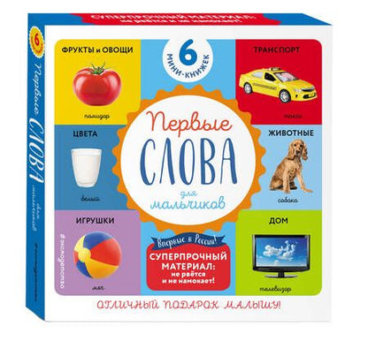 Фотография книги "Комплект из 6 супер-прочных мини-книжек "Первые слова для для мальчиков" (комплект из 6 книг)"