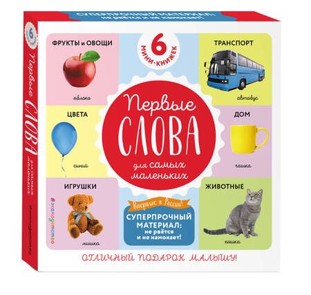 Фотография книги "Комплект из 6 супер-прочных мини-книжек «Первые слова для самых маленьких»"