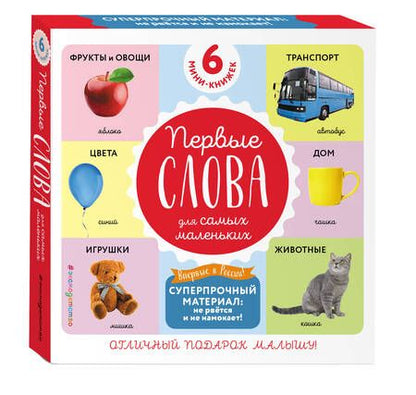 Фотография книги "Комплект из 6 супер-прочных мини-книжек «Первые слова для самых маленьких»"