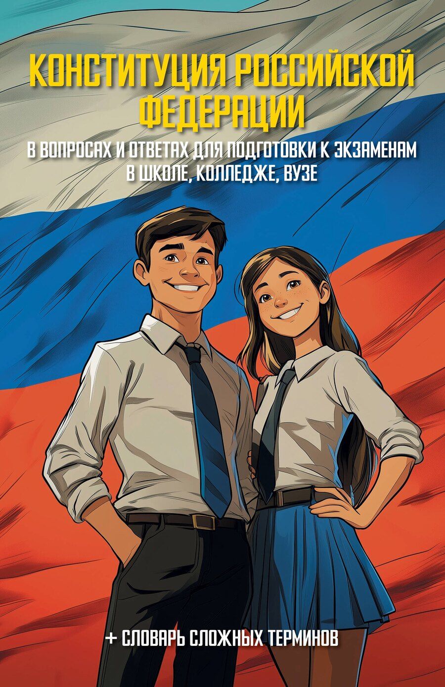 Обложка книги "Конституция Российской Федерации в вопросах и ответах для подготовки к экзаменам в школе, колледже, вузе"