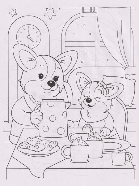 Фотография книги "Корги и зимние истории: книжка-раскраска с наклейками"