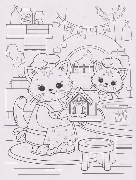 Фотография книги "Котики и зимние истории: книжка-раскраска с наклейками"