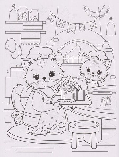 Фотография книги "Котики и зимние истории: книжка-раскраска с наклейками"