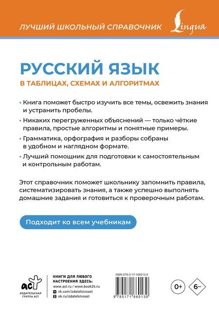 Фотография книги "Ксения Литинская: Русский язык в таблицах, схемах и алгоритмах"