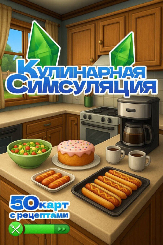 Обложка книги "Кулинарная Симсуляция. 50 карт с рецептами"