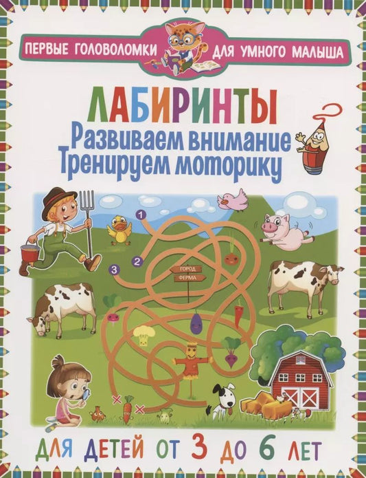 Обложка книги "Лабиринты. Развиваем внимание, тренируем моторику. Для детей от 3 до 6 лет"