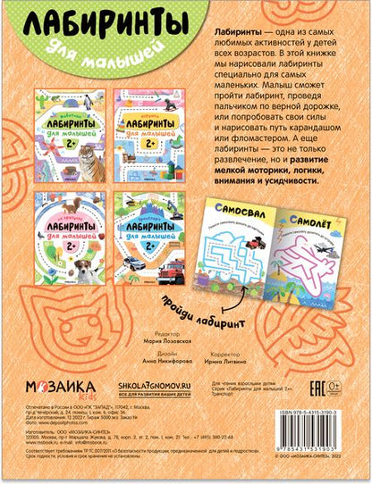 Фотография книги "Мария Лозовская: Лабиринты для малышей 2+. Транспорт"