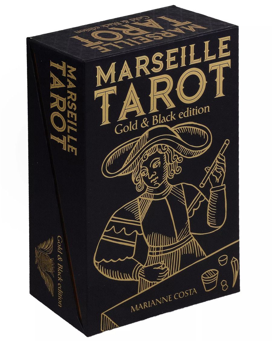 Обложка книги "Marseille Tarot. Gold & Black Edition (карты + книга)"