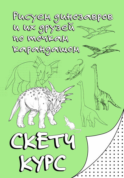 Обложка книги "Михаил Мастеров: Рисуем динозавров и их друзей по точкам. Скетчкурс"