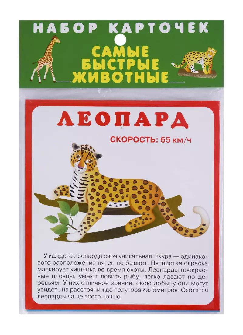 Обложка книги "Набор карточек "Самые быстрые животные""