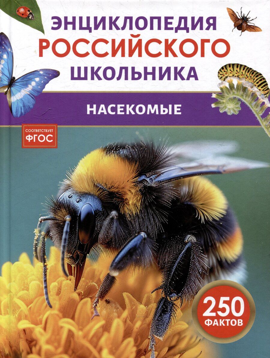 Обложка книги "Насекомые. Энциклопедия российского школьника. 250 фактов"