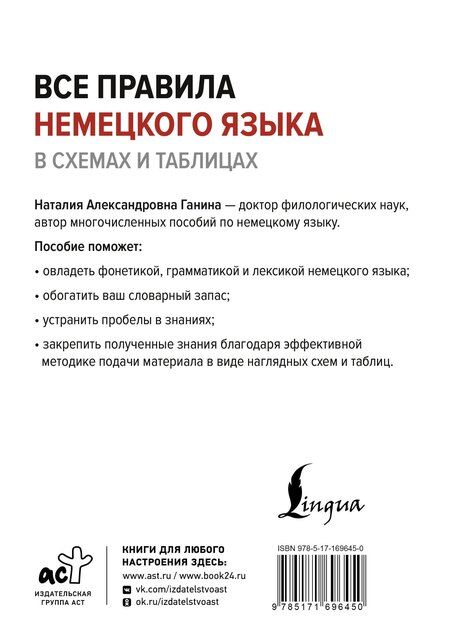 Фотография книги "Наталия Ганина: Все правила немецкого языка в схемах и таблицах"