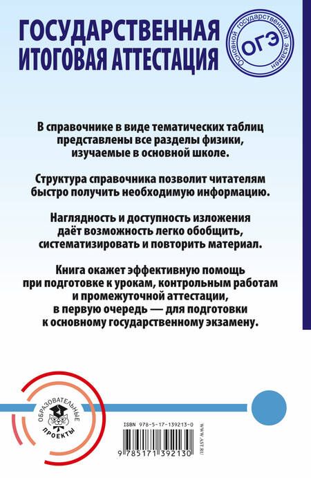 Фотография книги "Наталия Пурышева: Физика. Весь школьный курс в таблицах и схемах для подготовки к ОГЭ"