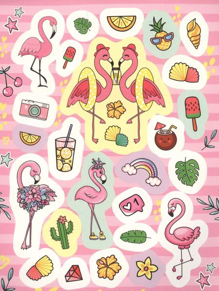 Фотография книги "Наталья Котятова: 100 наклеек. Фламинго"