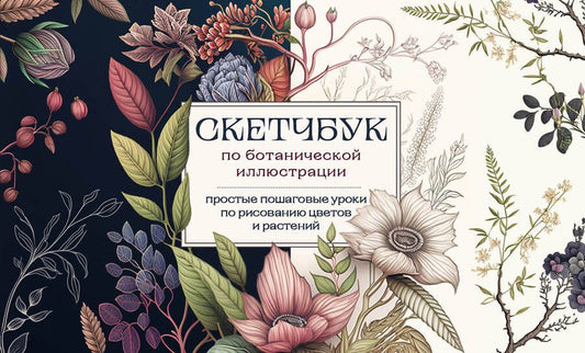 Обложка книги "Николаева: Скетчбук по ботанической иллюстрации. Простые пошаговые уроки по рисованию цветов и растений"