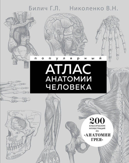 Обложка книги "Николаевич, Лазаревич: Популярный атлас анатомии человека. 200 классических иллюстраций из «Анатомии Грея»"