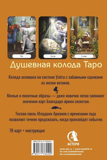 Фотография книги "Ольга Соллар: Таро Мудрых котиков. Душевная колода с добрыми предсказаниями. Гадай и отдыхай"