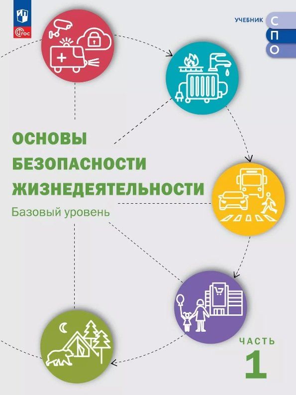 Обложка книги "Основы безопасности жизнедеятельности. Базовый уровень. Учебник для СПО. В двух частях. Часть 1. ФГОС 2021"